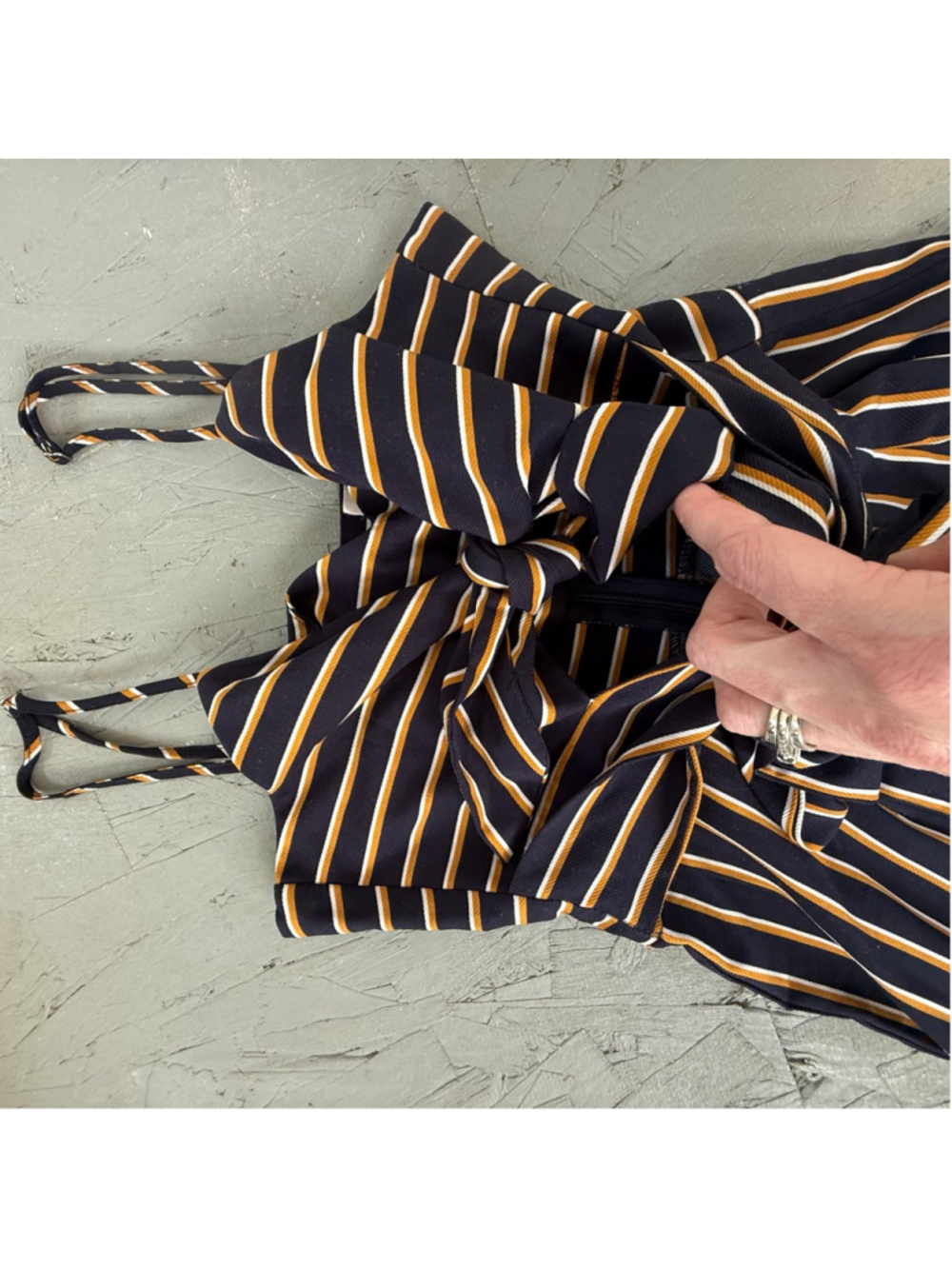 Lottie Moss Striped Tie-Front Wide Leg Jumpsuit Medium - Picture 6 of 9